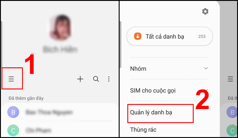 Truy cập Quản lý danh dạ trong Danh bạ